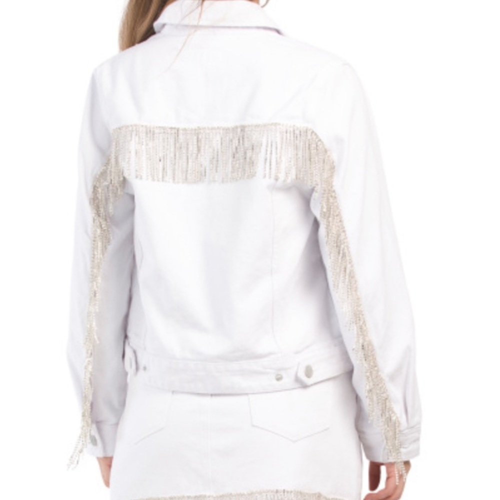 Blank NYC Rhinestone Fringe Denim Jacket